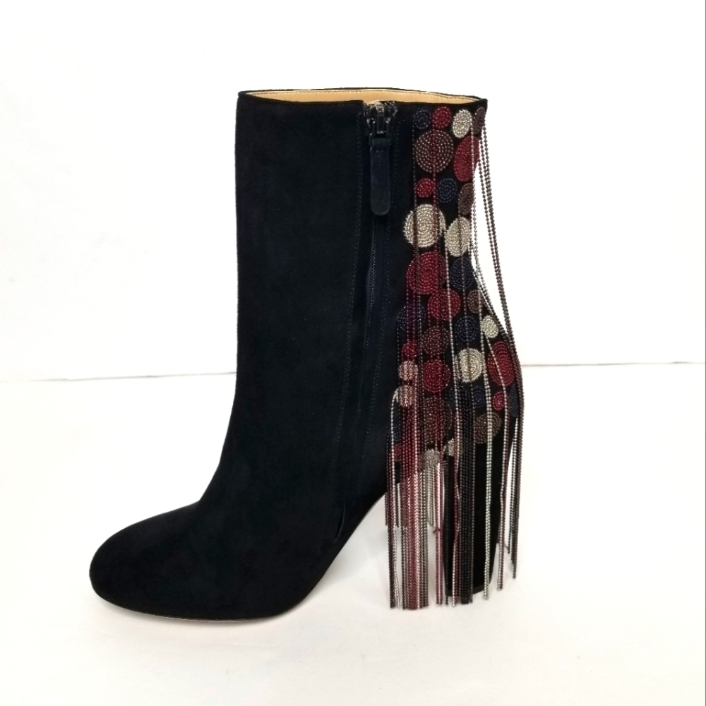 Chloe Bead Fringe Suede‎ Ankle Boots - Picture 4 of 12